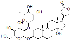 CAS#: 100857-42-9， (3beta,5alpha)-3-((O-(2,6-dideoxy-D-arabino-hexosyl)-D-glucosyl)oxy)-14-hydroxy-Card-20(22)-enolide