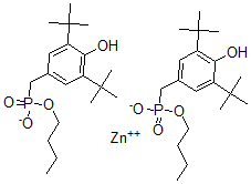 CAS 登录号：10175-95-8， 锌二丁基二[[[3,5-二(1,1-二甲基乙基)-4-羟基苯基]甲基]膦酸盐]