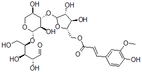 CAS#: 102339-98-0， [(2S,3R,4R)-5-[(2S,3R,4S,5R)-3,5-Dihydroxy-2-[(2R,3R,4R)-1,3,4-Trihydroxy-5-Oxopentan-2-Yl]Oxyoxan-4-Yl]Oxy-3,4-Dihydroxyoxolan-2-Yl]Methyl (E)-3-(4-Hydroxy-3-Methoxyphenyl)Prop-2-Enoate