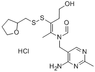 CAS 登录号：10238-39-8， N-[(4-氨基-2-甲基嘧啶-5-基)甲基]-N-[(Z)-5-羟基-3-(四氢呋喃-2-基甲基二硫基)戊-2-烯-2-基]甲酰胺盐酸盐