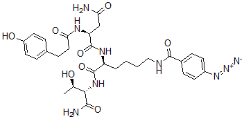 CAS 登录号：102604-64-8， (2S)-N-[(2S)-1-[[(2S,3R)-1-氨基-3-羟基-1-氧代丁烷-2-基]氨基]-6-[(4-叠氮基苯甲酰基)氨基]-1-氧代己烷-2-基]-2-[3-(4-羟基苯基)丙酰氨基]丁二酰胺