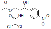 structure of CAS# 10318-16-8, [(2R,3R)-2-[(2,2-Dichloroacetyl)Amino]-3-Hydroxy-3-(4-Nitrophenyl)Propyl] Acetate;Acetic Acid [(2R,3R)-2-[(2,2-Dichloro-1-Oxoethyl)Amino]-3-Hydroxy-3-(4-Nitrophenyl)Propyl] Ester;Acetic Acid [(2R,3R)-2-[(2,2-Dichloroacetyl)Amino]-3-Hydroxy-3-(4-Nitrophenyl)Propyl] Ester;[(2R,3R)-2-(2,2-Dichloroethanoylamino)-3-Hydroxy-3-(4-Nitrophenyl)Propyl] Ethanoate