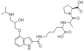 CAS#: 103221-88-1， N-[1-Carboxy-5-[[[4-[2-Hydroxy-3-[(1-Methylethyl)Amino]Propoxy]-1H-Indol-2-Yl]Carbonyl]Amino]Pentyl]Alanyl-L-Proline