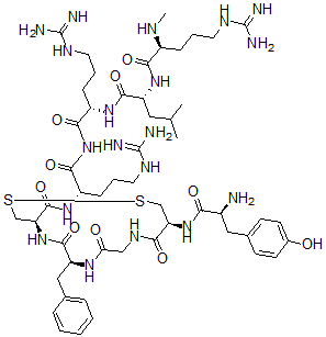 CAS 登录号：103614-06-8， L-酪氨酰-D-半胱氨酰甘氨酰-L-苯丙氨酰-L-半胱氨酰-L-精氨酰-N2-甲基-L-精氨酰-D-亮氨酰-L-精氨酰胺环(2-5)-二硫醚