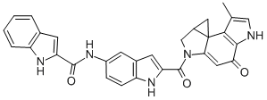 CAS#: 104713-40-8， (+-)-N-(2-((4,5,8,8a-tetrahydro-7-methyl-4-oxocyclopropa(C)pyrrolo(3,2-e)indol-2(1H)-yl)carbonyl)-1H-indol-5-yl)-1H-Indole-2-carboxamide