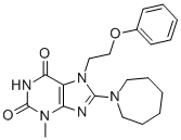 structure of CAS# 105522-56-3, 8-(Hexahydro-1H-Azepin-1-Yl)-3,7-Dihydro-3-Methyl-7-(2-Phenoxyethyl)-1H-Purine-2,6-Dione;8-(1-Azepanyl)-3-Methyl-7-[2-(Phenoxy)Ethyl]Purine-2,6-Dione;8-(Azepan-1-Yl)-3-Methyl-7-[2-(Phenoxy)Ethyl]Xanthine;St5024082