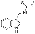 structure of CAS# 105748-59-2, N-(1H-Indol-3-Ylmethyl)-Carbamodithioic Acid Methyl Ester;(1H-Indol-3-Ylmethylamino)Methanedithioic Acid Methyl Ester;Chebi:38119;Methyl (1H-Indol-3-Ylmethyl)Dithiocarbamate