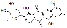 CAS#: 105997-04-4， 2-[(2S,4R,5S,6R)-4,5-Dihydroxy-6-Methyloxan-2-Yl]-1,6,10-Trihydroxy-8-Methyltetracene-5,12-Dione