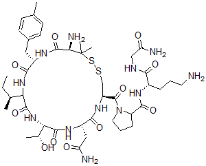 CAS#: 106128-84-1， N-[(2S)-5-Amino-1-[(2-Amino-2-Oxoethyl)Amino]-1-Oxopentan-2-Yl]-1-[(4R,7S,10S,16S,19R)-19-Amino-7-(2-Amino-2-Oxoethyl)-13-[(2S)-Butan-2-Yl]-10-(1-Hydroxyethyl)-20,20-Dimethyl-16-[(4-Methylphenyl)Methyl]-6,9,12,15,18-Pentaoxo1,2-Dithia-5,8,11,14,17-Pentazacycloicosane-4-Carbonyl]Pyrrolidine-2-Carboxamide