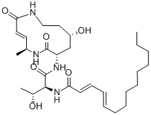 CAS#: 108351-52-6， (2E,4E)-N-[(2S,3R)-3-Hydroxy-1-[[(3Z,5S,8S,10S)-10-Hydroxy-5-Methyl-2,7-Dioxo-1,6-Diazacyclododec-3-En-8-Yl]Amino]-1-Oxobutan-2-Yl]Tetradeca-2,4-Dienamide