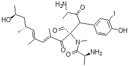 CAS#: 108675-63-4， (2S)-2-Amino-N-[(2S,5R,7E,9E,11R,13S)-2-Amino-5-Formyl-13-Hydroxy-4-(4-Hydroxy-3-Iodophenyl)-7,9,11-Trimethyl-3,6-Dioxotetradeca-7,9-Dien-5-Yl]-N-Methylpropanamide