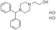 结构式 CAS# 108983-83-1, 2-[4-(二苯基甲基)-1-哌嗪基]乙醇二盐酸盐