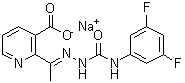 structure of CAS# 109293-98-3, Sodium 2-{(1E)-N-[(3,5-Difluorophenyl)Carbamoyl]Ethanehydrazonoyl}Nicotinate;37916_RIEDEL