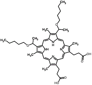 CAS 登录号：109351-24-8， 3,7,12,17-四甲基-8,13-二(1-(戊氧基)乙基)-21H,23H-卟吩-2,18-二丙酸
