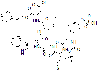 CAS#: 109525-32-8， (3S)-3-[[(2S)-2-[[(2R)-3-(1H-Indol-3-Yl)-2-[[2-[[(2S)-2-[[(2S)-2-[(2-Methylpropan-2-Yl)Oxycarbonylamino]-3-(4-Sulfooxyphenyl)Propanoyl]Amino]-4-Methylsulfanylbutanoyl]Amino]Acetyl]Amino]Propanoyl]Amino]Hexanoyl]Amino]-4-Oxo-4-(2-Phenylethoxy)Butanoic Acid