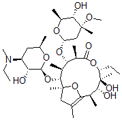 CAS#: 110205-60-2， (1S,2R,3S,4S,5R,8R,9S,10R,11R)-8-Ethyl-2-[(2S,3R,4S,6R)-4-(Ethyl-Methylamino)-3-Hydroxy-6-Methyloxan-2-Yl]Oxy-9,10-Dihydroxy-4-[(2R,4R,5S,6S)-5-Hydroxy-4-Methoxy-4,6-Dimethyloxan-2-Yl]Oxy-1,3,5,9,11,13-Hexamethyl-7,15-Dioxabicyclo[10.2.1]Pentadec-12-En-6-One