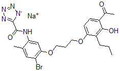 CAS#: 111130-14-4， Sodium [[5-[3-(4-Acetyl-3-Hydroxy-2-Propylphenoxy)Propoxy]-4-Bromo-2-Methylphenyl]Amino]-(Tetrazol-5-Ylidene)Methanolate