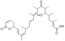 structure of CAS# 111278-01-4, (2E,10E,12E,16E,18E)-6-Hydroxy-3,5,7,9,11,15,17-Heptamethyl-8-Oxo-19-(6-Oxo-2,3-Dihydropyran-2-Yl)Nonadeca-2,10,12,16,18-Pentaenoic Acid;(2E,10E,12E,16E,18E)-6-Hydroxy-8-Keto-19-(6-Keto-2,3-Dihydropyran-2-Yl)-3,5,7,9,11,15,17-Heptamethyl-Nonadeca-2,10,12,16,18-Pentaenoic Acid;2,10,12,16,18-Nonadecapentaenoic Acid, 19-(3,6-Dihydro-6-Oxo-2H-Pyran-2-Yl)-6-Hydroxy-3,5,7,9,11,15,17-Heptamethyl-8-Oxo-;Anguinomycin A