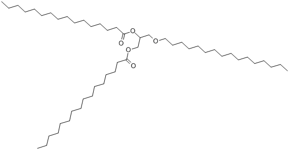 structure of CAS# 1116-45-6, (1-Hexadecanoyloxy-3-Hexadecoxypropan-2-Yl) Hexadecanoate;[1-(Hexadecanoyloxymethyl)-2-Hexadecoxy-Ethyl] Hexadecanoate;Hexadecanoic Acid [1-(Hexadecoxymethyl)-2-(1-Oxohexadecoxy)Ethyl] Ester;Palmitic Acid [1-(Cetyloxymethyl)-2-Hexadecanoyloxy-Ethyl] Ester