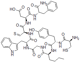 CAS#: 111897-98-4， (3S)-4-[[(2S)-1-Amino-1-Oxo-3-Phenylpropan-2-Yl]Amino]-3-[[(2R)-2-[[(2S)-2-[[2-[[(2S)-2-[[(2S)-2-[[(2R)-2-Amino-3-Sulfanylpropanoyl]Amino]-3-(4-Hydroxyphenyl)Propanoyl]Amino]Hexanoyl]Amino]Acetyl]Amino]-3-(1H-Indol-3-Yl)Propanoyl]Amino]-3-Sulfanylidenepropanoyl]Amino]-4-Oxobutanoic Acid