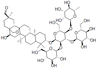 CAS#: 112468-35-6， (3beta,16alpha,20beta)-3-((O-6-Deoxy-alpha-L-Mannopyranosyl-(1-2)-O-beta-D-Glucopyranosyl-(1-2)-O-(beta-D-Glucopyranosyl-(1-3))-beta-D-Glucopyranosyl)Oxy)-13,28-Epoxy-16-Hydroxyoleanan-29-Al