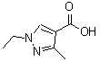 结构式 CAS# 113131-46-7, 1-乙基-3-甲基-1H-吡唑-4-羧酸
