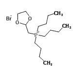 structure of CAS# 115754-62-6, Tributyl(1,3-Dioxolan-2-Ylmethyl)Phosphonium Bromide;((1,3-dioxolan-2-yl)methyl)-tri(n-butyl)phosphonium bromide;(1,3-dioxolan-2-yl-methyl)tributyl phosphonium bromide;Tributyl(1,3-dioxolan-2-ylmethyl)phosphonium Bromide