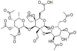CAS#: 115921-25-0， 3-[(2R,3S,4S,5R,6S)-5-[(2R,3R,4R,5S,6R)-3-acetamido-5-acetyloxy-6-(acetyloxymethyl)-4-hydroxy-oxan-2-yl]oxy-6-bromo-3-hydroxy-3,5-bis(2-oxoethyl)-4-[(2S,3S,4R,5R,6S)-3,4,5-triacetyloxy-6-methyl-oxan-2-yl]oxy-oxan-2-yl]propanoic acid