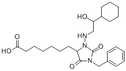 结构式 CAS# 118675-50-6, 3-苄基-5-(6-羧基己基)-1-(2-环己基-2-羟基乙基氨基)海因