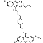 structure of CAS# 119662-55-4, N,N'-(1,4-Piperazinediyldi-3,1-Propanediyl)Bis(6-Chloro-2-Methoxy-9-Acridinamine);6-chloro-<wbr>N-(3-(4-(<wbr>3-(6-chlo<wbr>ro-2-meth<wbr>oxyacridi<wbr>n-9-ylami<wbr>no)propyl<wbr>)piperazi<wbr>n-1-yl)pr<wbr>opyl)-2-m<wbr>ethoxyacr<wbr>idin-9-am<wbr>ine;BiCAPPA;N-(6-Chlo<wbr>ro-2-meth<wbr>oxy-acrid<wbr>in-9-yl)-<wbr>N'-[3-(6-<wbr>chloro-2-<wbr>methoxy-a<wbr>cridin-9-<wbr>ylamino)-<wbr>propyl]-b<wbr>utane-1,4<wbr>-diamine