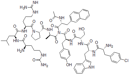 CAS#: 120287-84-5， N-Acetyl-3-(2-Naphthalenyl)-D-Alanyl-4-Chloro-D-Phenylalanyl-D-Tryptophyl-L-Seryl-L-Tyrosyl-N5-(Aminocarbonyl)-D-Ornithyl-L-Leucyl-L-Arginyl-L-Prolyl-D-Alaninamide