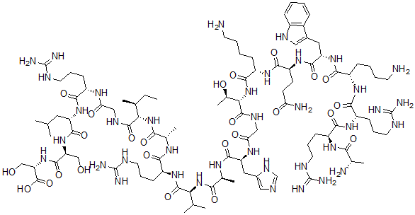 CAS#: 120396-89-6， L-Alanyl-L-arginyl-L-arginyl-L-lysyl-L-tryptophyl-L-glutaminyl-L-lysyl-L-threonylglycyl-L-histidyl-L-alanyl-L-valyl-L-arginyl-L-alanyl-L-isoleucylglycyl-L-arginyl-L-leucyl-L-seryl-L-serine