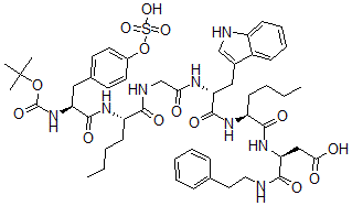 CAS#: 120775-49-7， tert-Butoxycarbonyl-sulfo-tyrosyl-norleucyl-glycyl-tryptophyl-norleucyl-aspartic acid phenethylamide