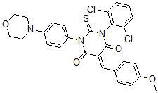 CAS#: 121608-36-4， (5Z)-1-(2,6-Dichlorophenyl)-5-[(4-Methoxyphenyl)Methylidene]-3-(4-Morpholin-4-Ylphenyl)-2-Sulfanylidene-1,3-Diazinane-4,6-Dione