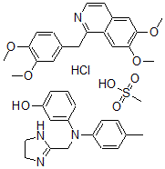 CAS#: 122087-31-4， 3-(((4,5-Dihydro-1H-imidazol-2-yl)methyl)(4-methylphenyl)amino)phenol monomethanesulfonate (salt), mixt. with 1-((3,4-dimethoxyphenyl)methyl)-6,7-dimethoxyisoquinoline hydrochloride