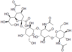 CAS#: 122137-12-6， N-Acetylneuraminyl(2-3)Galactosyl(1-3)-N-Acetylglucosyl(1-6)-N-Acetylgalactose