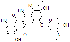 CAS#: 122397-46-0， 7-(4-Dimethylamino-5-hydroxy-6-methyl-oxan-2-yl)oxy-9-ethyl-1,4,9,10,11-pentahydroxy-8,10-dihydro-7H-tetracene-5,12-dione