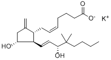 structure of CAS# 122576-55-0, (5Z,11A,13E,15R)-11,15-Dihydroxy-16,16-Dimethyl-9-Methylene-Prosta-5,13-Dien-1-Oicacid Monopotassium Salt;Potassium (Z)-7-[(1R,2R,3R)-3-Hydroxy-2-[(E,3R)-3-Hydroxy-4,4-Dimethyl-Oct-1-Enyl]-5-Methylene-Cyclopentyl]Hept-5-Enoate;Potassium (Z)-7-[(1R,2R,3R)-3-Hydroxy-2-[(E,3R)-3-Hydroxy-4,4-Dimethyloct-1-Enyl]-5-Methylenecyclopentyl]Hept-5-Enoate;Potassium (Z)-7-[(1R,2R,3R)-3-Hydroxy-2-[(E,3R)-3-Hydroxy-4,4-Dimethyl-Oct-1-Enyl]-5-Methylidene-Cyclopentyl]Hept-5-Enoate