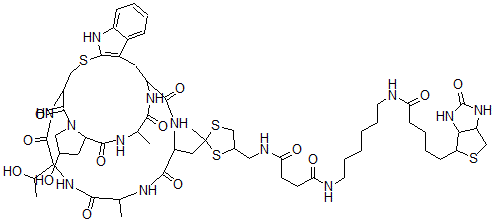 CAS#: 122856-15-9， 4-(3-(Biotinylaminohexamethylenaminocarbonyl)Propanoylaminomethyl)-2-Methyl-1,3-Dithiolane-2-Yl-(Ala(7))Phalloidin