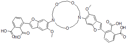 CAS#: 124487-65-6， 3-[6-[13-[2-(2,3-Dicarboxyphenyl)-5-Methoxy-1-Benzofuran-6-Yl]-1,4,10-Trioxa-7,13-Diazacyclopentadec-7-Yl]-5-Methoxy-1-Benzofuran-2-Yl]Phthalic Acid