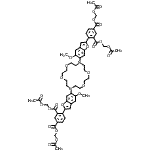 structure of CAS# 124549-23-1, Tetrakis(Acetoxymethyl) 4,4'-[1,4,10,13-Tetraoxa-7,16-Diazacyclooctadecane-7,16-Diylbis(5-Methoxy-1-Benzofuran-6,2-Diyl)]Diisophthalate;PBFI-AM;76275_FLUKA