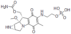 CAS#: 124580-38-7， (1aS-(1aalpha,8beta,8aalpha,8balpha))-8-(((Aminocarbonyl)Oxy)Methyl)-1,1a,2,8,8a,8b-Hexahydro-8a-Methoxy-5-Methyl-6-((2-(Phosphonooxy)Ethyl)Amino)-Azirino(2',3':3,4)Pyrrolo(1,2-a)Indole-4,7-Dione