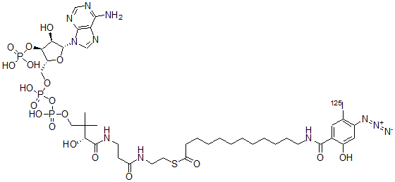 CAS#: 125108-87-4， Coenzyme A S-(12-((4-Azido-2-Hydroxy-5-(Iodo-125I)Benzoyl)Amino)Dodecanoate)