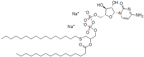 CAS#: 125592-29-2， disodium [(2R,3S,4S,5R)-5-(4-amino-2-keto-pyrimidin-1-yl)-3,4-dihydroxy-tetrahydrofuran-2-yl]methoxy-[[3-(cetylthio)-2-hexadecanoyloxy-propoxy]-hydroxy-oxido-phosphaniumyl]oxy-phosphinic acid