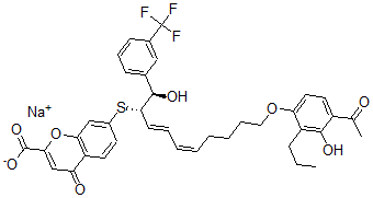 CAS#: 125617-94-9， Sodium 7-[(1R,2S,3E,5Z)-10-(4-Acetyl-3-Hydroxy-2-Propylphenoxy)-1-Hydroxy-1-[3-(Trifluoromethyl)Phenyl]Deca-3,5-Dien-2-Yl]Sulfanyl-4-Oxochromene-2-Carboxylate