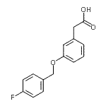 structure of CAS# 125721-49-5, {3-[(4-Fluorobenzyl)Oxy]Phenyl}Acetic Acid;[3-(4-Fluoro-Benzyl-Oxy)-Phenyl]-Acetic Acid;[3-(4-FLUORO-BENZYLOXY)-PHENYL]-ACETICACID;2-{3-[(4-fluorophenyl)methoxy]phenyl}acetic acid