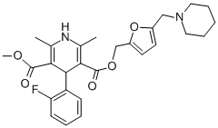 CAS#: 126294-30-2， O5-Methyl O3-[[5-(Piperidin-1-Ylmethyl)Furan-2-Yl]Methyl] 4-(2-Fluorophenyl)-2,6-Dimethyl-1,4-Dihydropyridine-3,5-Dicarboxylate
