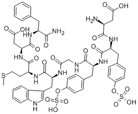 CAS#: 126985-56-6， 1-De(5-oxo-L-proline)-2-de-L-glutamine-3-L-asparagine-5-(O-sulfo-L-tyrosine)caerulein