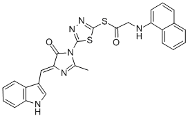 CAS#: 127216-76-6， S-[[5-[(4E)-4-(1H-Indol-3-Ylmethylidene)-2-Methyl-5-Oxoimidazol-1-Yl]-1,3,4-Thiadiazol-2-Yl]] 2-(Naphthalen-1-Ylamino)Ethanethioate