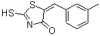 structure of CAS# 127378-26-1, (5E)-5-(3-Methylbenzylidene)-2-Sulfanyl-1,3-Thiazol-4(5H)-One;(5E)-2-Me<wbr>rcapto-5-<wbr>(3-methyl<wbr>benzylide<wbr>ne)-1,3-t<wbr>hiazol-4(<wbr>5H)-one;MFCD04969041;ZINC01599339